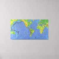 1994 Physical World Map - Tectonic Plates - USGS