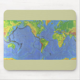 1994 Physical World Map - Tectonic Plates - USGS Mouse Mat