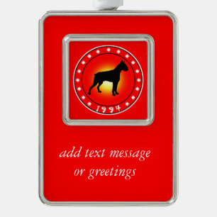 1994 Year of the Dog Silver Plated Framed Ornament