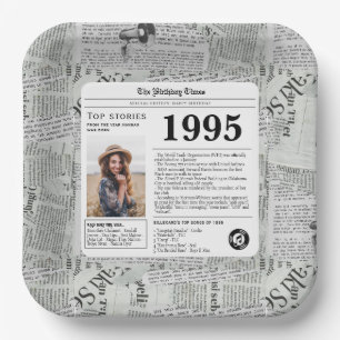 1995 Newspaper Birthday Year you were born Paper Plate