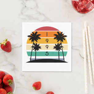1995 Retro Stripe Sunset Vintage  Napkin