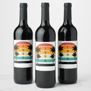 1995 Retro Stripe Sunset Vintage Wine Label