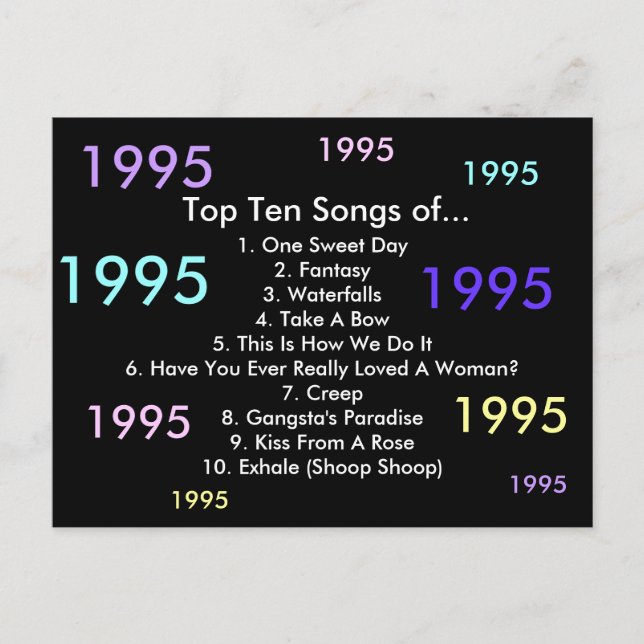 1995 Songs Postcard (Front)