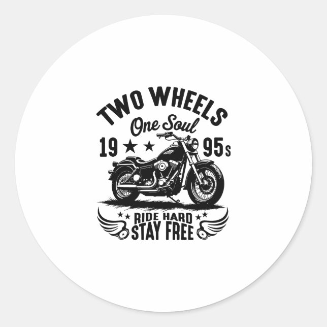 1995s Motorcycle Vintage Classic Round Sticker (Front)