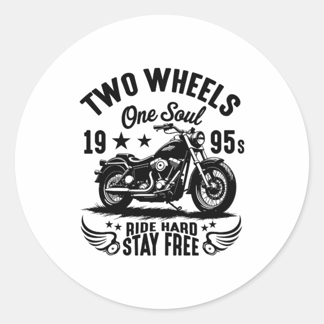 1995s Motorcycle Vintage Classic Round Sticker (Front)