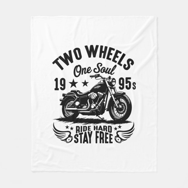 1995s Motorcycle Vintage Fleece Blanket (Front)