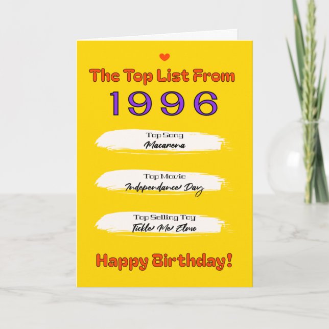 1996 Top List Birthday Card (Front)