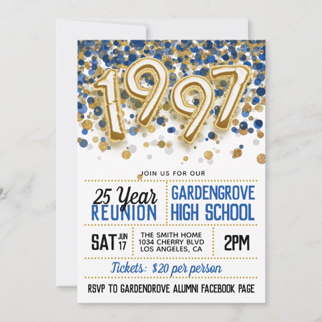 1997 High School College Reunion Invitation (Front)