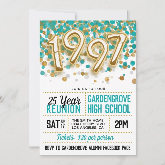 1997 High School College Reunion Invitation (Front)