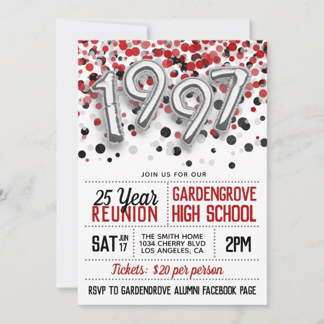 1997 High School College Reunion Invitation (Front)