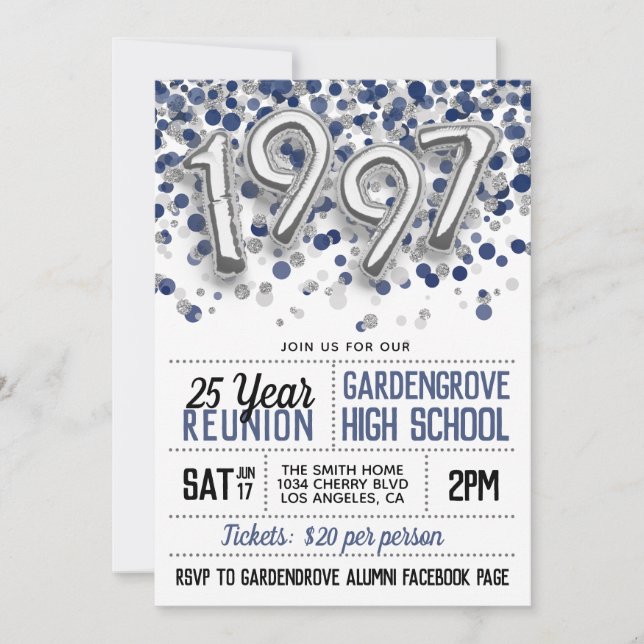 1997 High School College Reunion Invitation (Front)