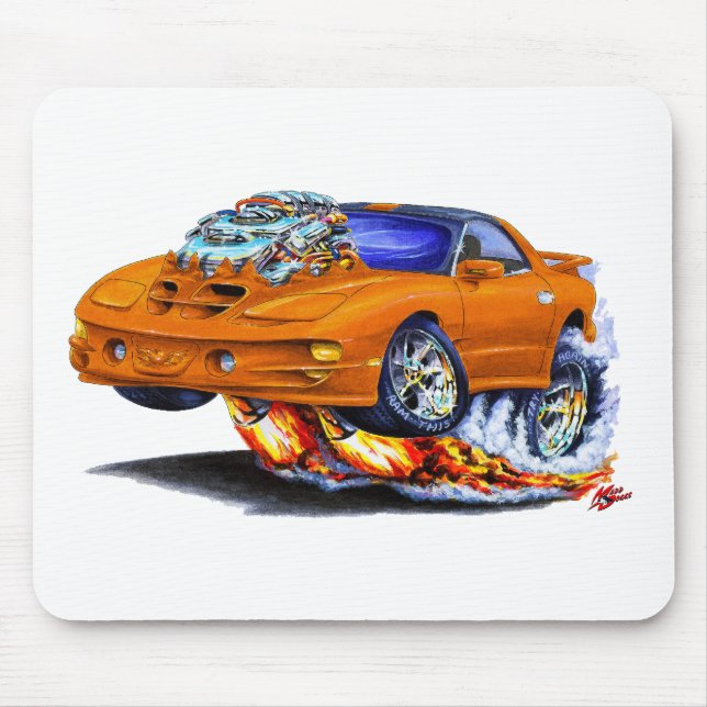 1998-02 Firebird Trans Am Orange Car Mouse Mat (Front)