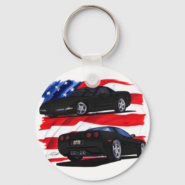 1998-04 Corvette Black Car Key Ring (Front)