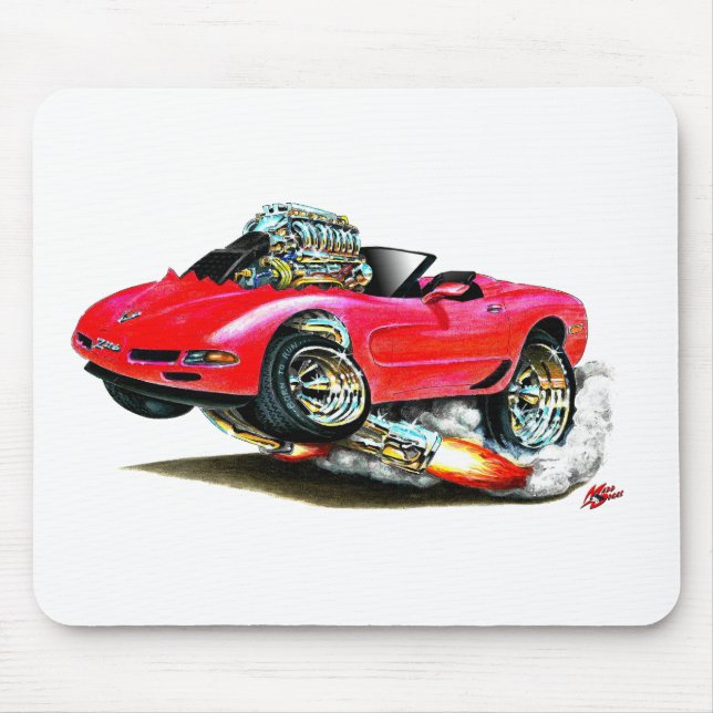 1998-2004 Corvette Red Convertible Mouse Mat (Front)