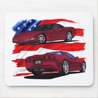 1999-04 Corvette Maroon Car Mouse Mat