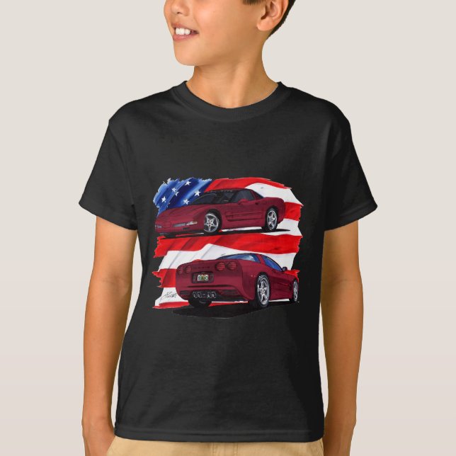 1999-04 Corvette Maroon Car T-Shirt (Front)
