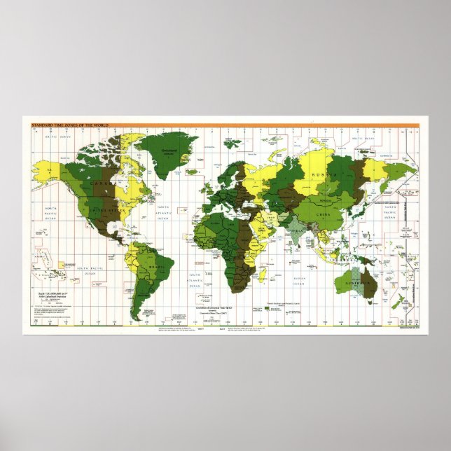 1999 CIA Time Zone Map of the World Poster (Front)