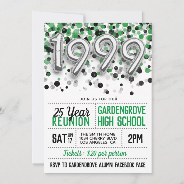 1999 High School College Reunion Invitation (Front)
