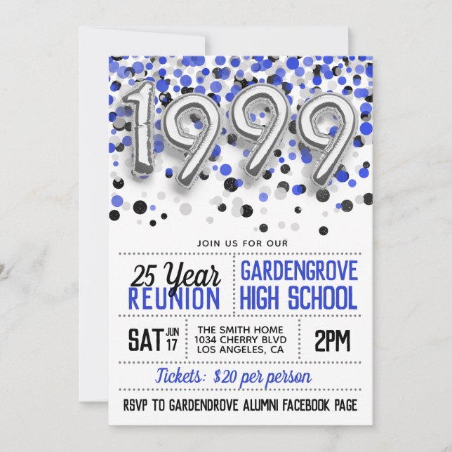 1999 High School College Reunion Invitation (Front)