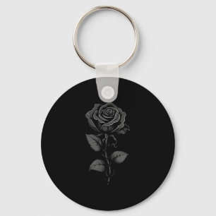 199 Flowers Black Rose Graphic , Small Key Ring