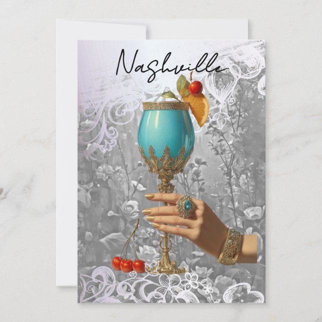 *~*  19 A101 Cocktail PHOTO Nashville BACHELORETTE Invitation (Front)