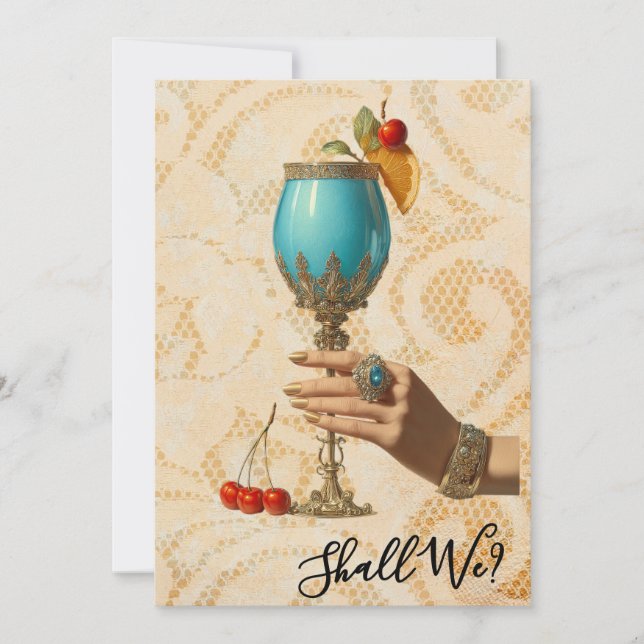 *~*  19 A101  Ornate Cocktail PHOTO BACHELORETTE Invitation (Front)