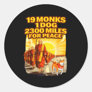 19 Monks One Dog Long Classic Round Sticker