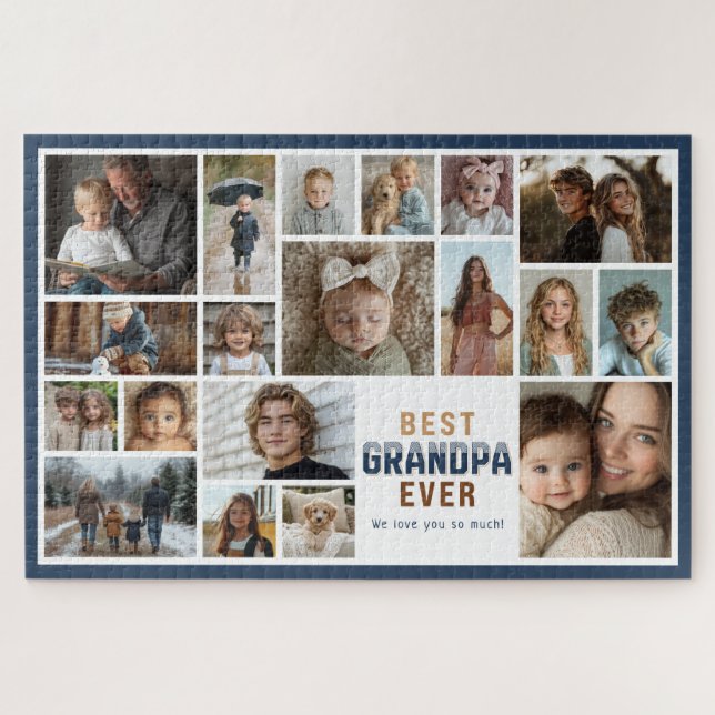 19 Photo Collage Best Grandpa Ever Jigsaw Puzzle (Horizontal)