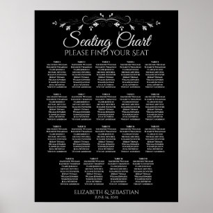19 Table Elegant Black Wedding Seating Chart