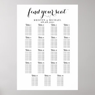 19 Table Large Wedding Guest Seating Chart