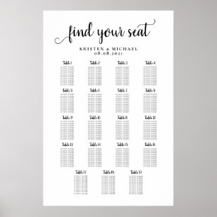 19 Table Large Wedding Guest Seating Chart