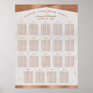 19 Table Seating Chart Wedding Marble Copper