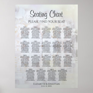 19 Table White Reflections Wedding Seating Chart