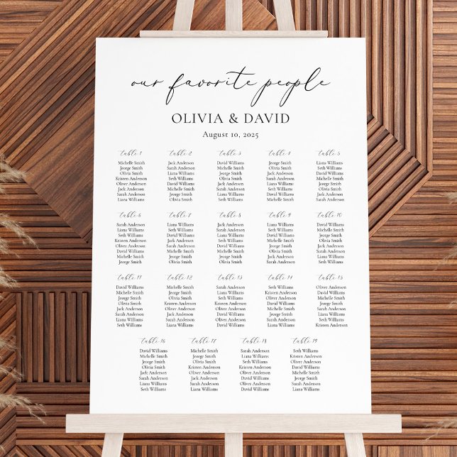 19 Tables Simple Our Favourite People Seating Char Poster (Creator Uploaded)