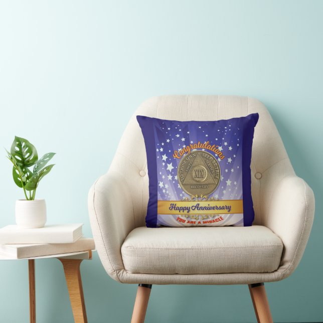19 Year CUSTOM NAME AA Anniversary Miracle Cushion (Chair)