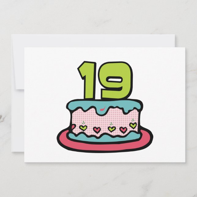 19 Year Old Birthday Cake Card (Front)