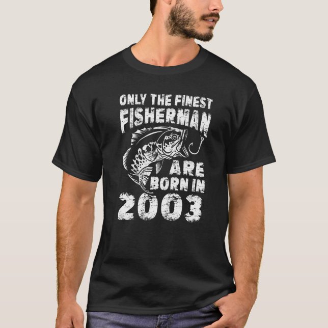 19 Year Old Fishing Fisherman 2003 19th Birthday V T-Shirt (Front)