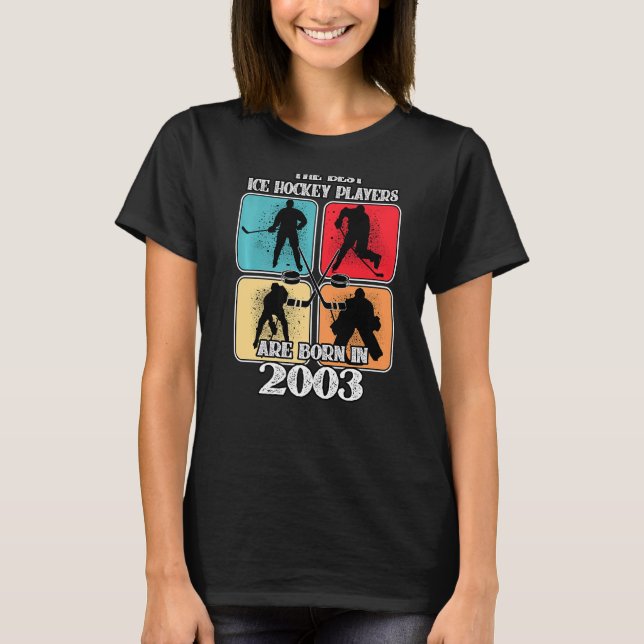 19 Year Old Ice Hockey Player 2003 19th Birthday V T-Shirt (Front)