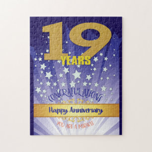 19 Year Recovery Anniversary Bold Numeral Jigsaw Puzzle