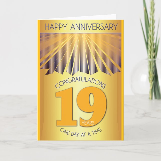 19 Year Sober Anniversary | Golden Ray 12 Step  Card (Front)