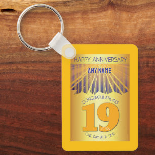 19 Year Sober Anniversary   Golden Ray 12 Step Key Ring