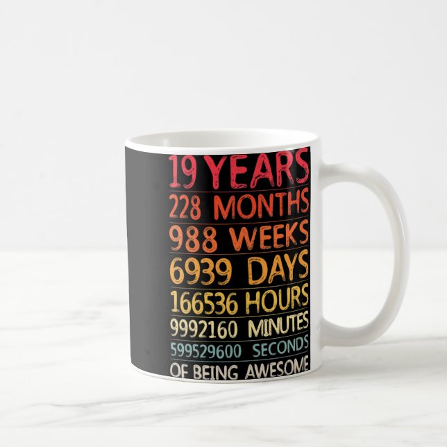 19 Years 228 Months 988 Weeks Birthday Ninteenth 1 Coffee Mug (Right)