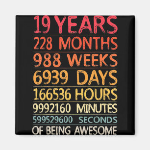 19 Years 228 Months 988 Weeks Birthday Ninteenth 1 Magnet