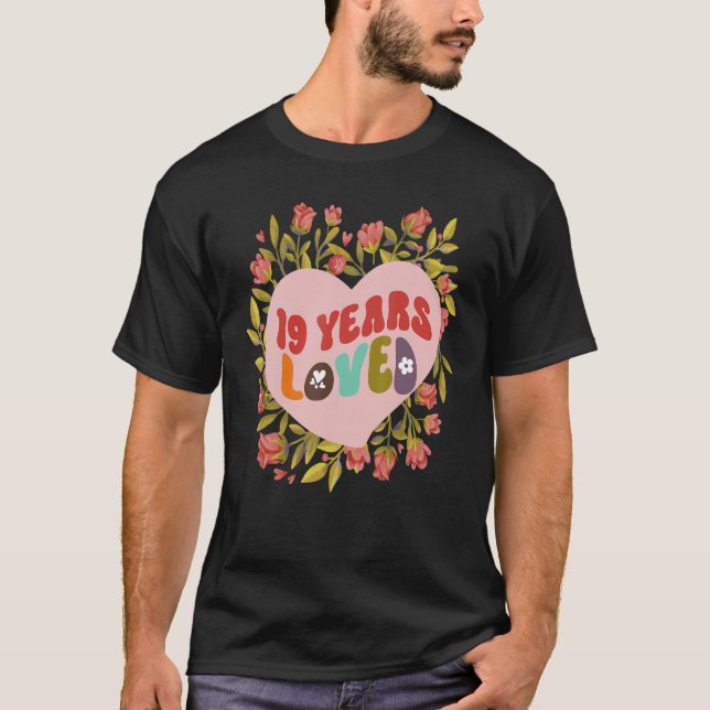 19 years loved women birthday celebration retro fl T-Shirt (Front)