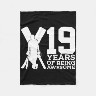 19 Years Of Being Awesome Cricket 19th Birthday Fleece Blanket
