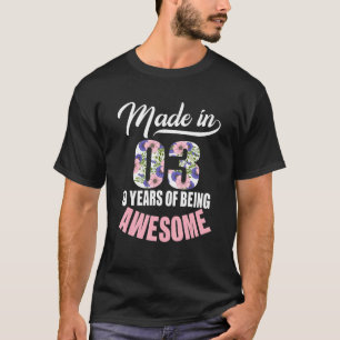 19 Years Old 19th Birthday Born In 2003 Girls Flo T-Shirt