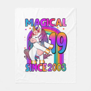 19 Years Old Unicorn Flossing 19th Birthday Girl U Fleece Blanket