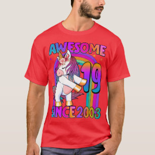 19 Years Old Unicorn Flossing 19th Birthday Girl U T-Shirt