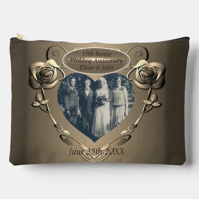 19th/8th Bronze(Colour)Photo Wedding Anniversary Accessory Pouch (Front)