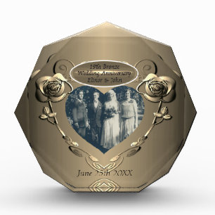 19th/8th Bronze(Colour)Photo Wedding Anniversary Photo Block